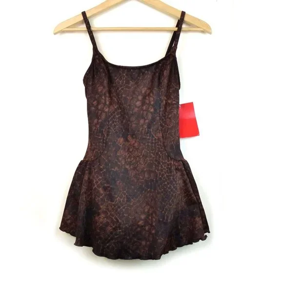 Cole of California VTG 90s Snake Brown Skirted Swim Suit One Piece Women 8 NWT - Picture 8 of 12